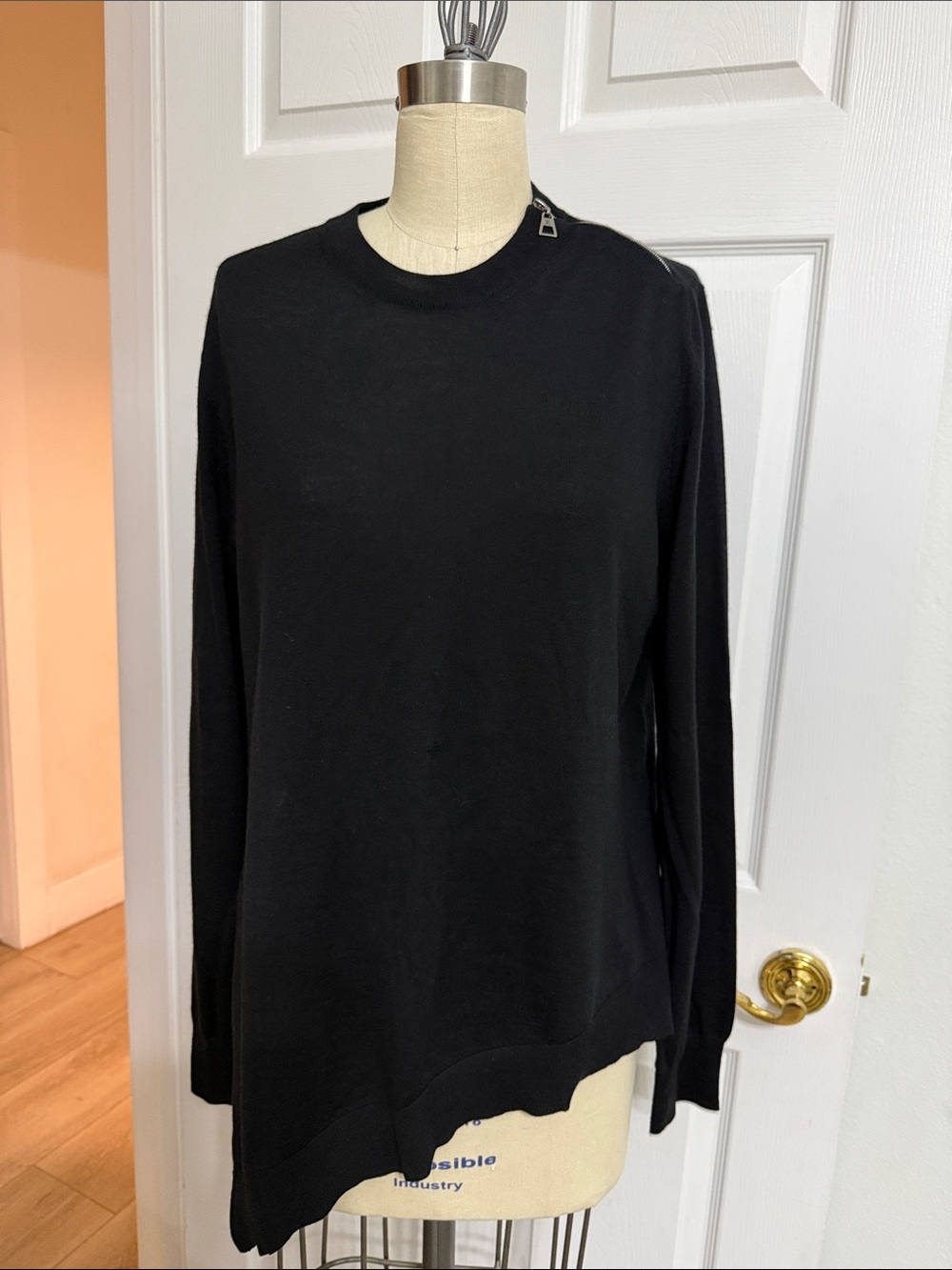 Louis Vuitton Black Asymmetric Hem Long Sleeve Top